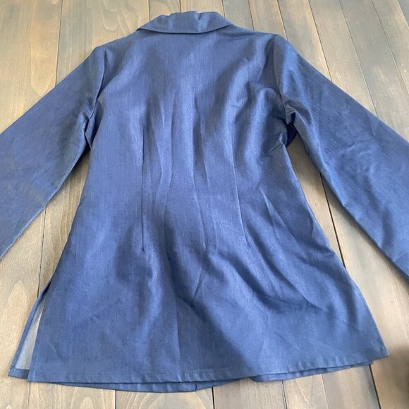 Mishca Blue Long Sleeve Shirt Dress w/Belt & Turquoise Ornate Buttons Size 8(MM) - Picture 9 of 9